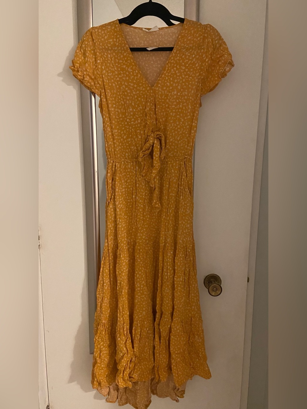 Orange Tie-Front Maxi Dress with small front cut out